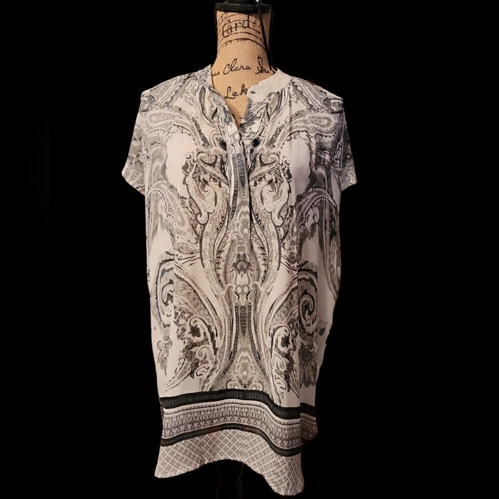 Mushka by Sienna Rose Sheer Grey Paisley Top Size L